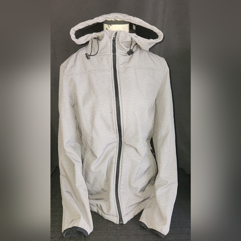 Everlast Men's Medium Gray Hooded Full Zip Jacket Fleece Lined